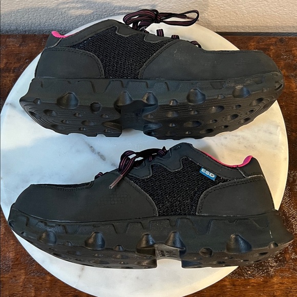 TIMBERLAND PRO Powertrain Alloy-Toe Mixed-Media Workwear Shoes Black Pink 8 M - Picture 4 of 12